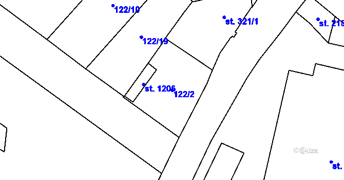 Parcela st. 122/2 v KÚ Košťany, Katastrální mapa
