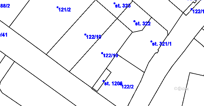 Parcela st. 122/19 v KÚ Košťany, Katastrální mapa