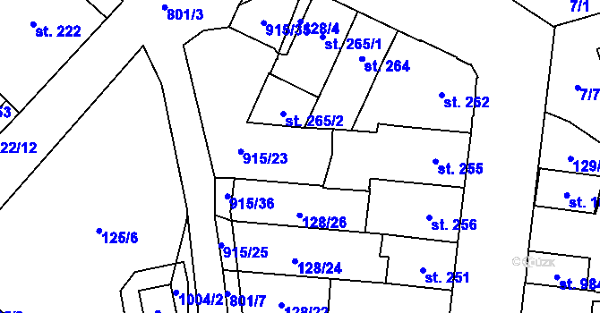 Parcela st. 128/25 v KÚ Košťany, Katastrální mapa