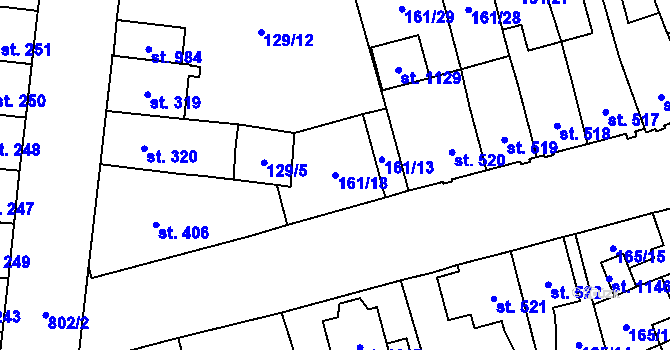 Parcela st. 161/18 v KÚ Košťany, Katastrální mapa