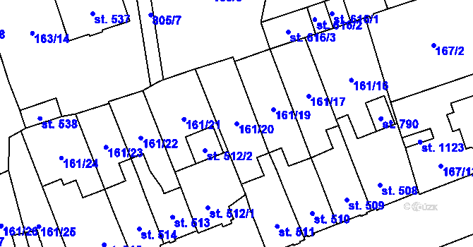 Parcela st. 161/20 v KÚ Košťany, Katastrální mapa