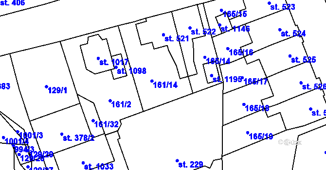 Parcela st. 165/11 v KÚ Košťany, Katastrální mapa
