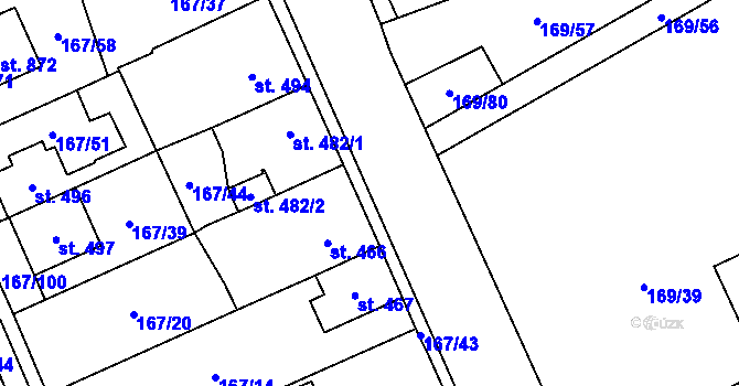 Parcela st. 167/19 v KÚ Košťany, Katastrální mapa
