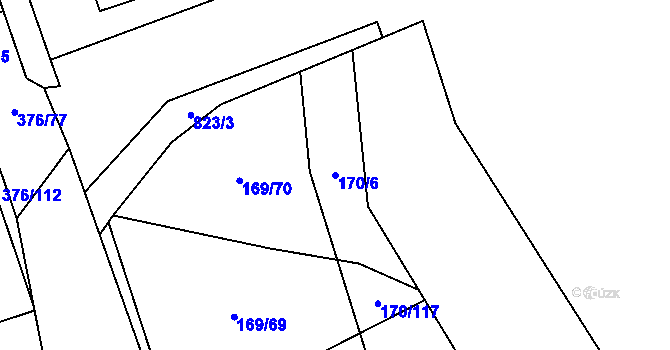 Parcela st. 170/6 v KÚ Košťany, Katastrální mapa