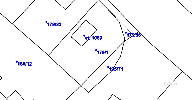Parcela st. 179/1 v KÚ Košťany, Katastrální mapa