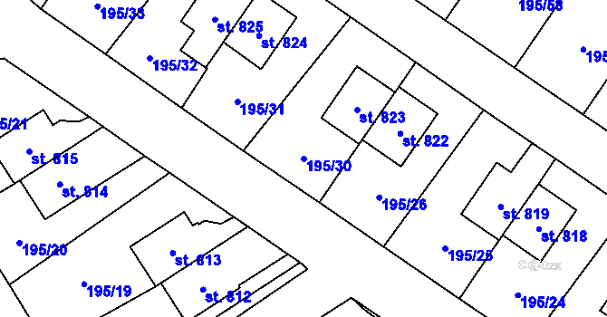 Parcela st. 195/30 v KÚ Košťany, Katastrální mapa