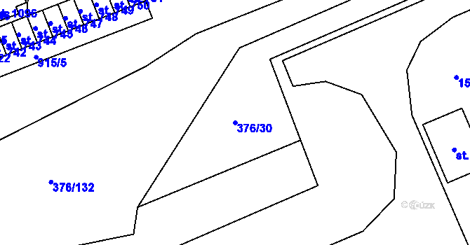 Parcela st. 376/30 v KÚ Košťany, Katastrální mapa