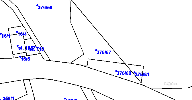 Parcela st. 376/67 v KÚ Košťany, Katastrální mapa