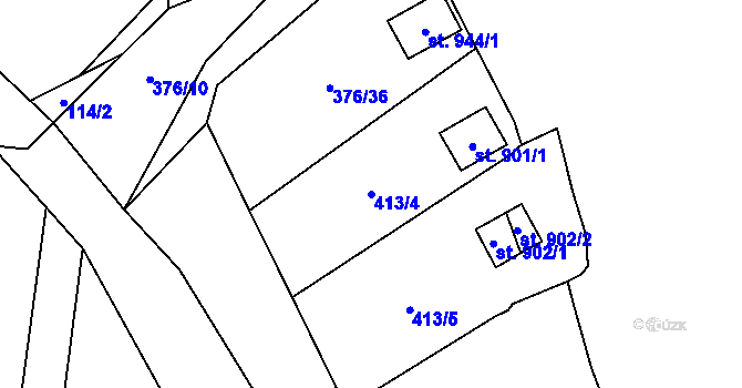 Parcela st. 413/4 v KÚ Košťany, Katastrální mapa