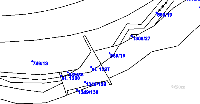Parcela st. 889/17 v KÚ Košťany, Katastrální mapa