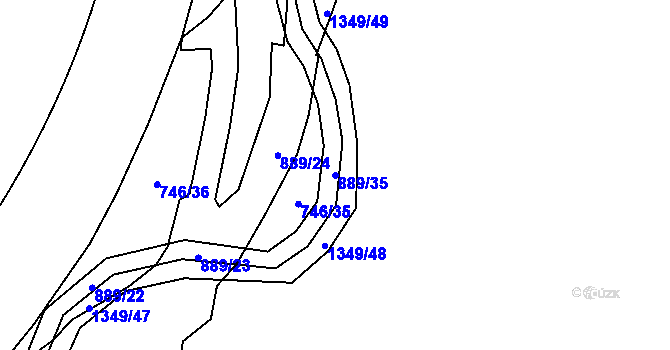 Parcela st. 889/35 v KÚ Košťany, Katastrální mapa