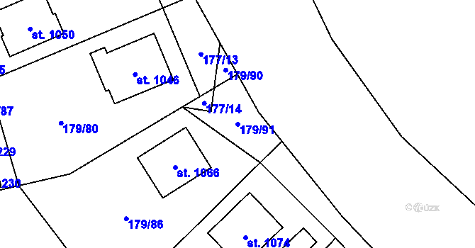 Parcela st. 179/91 v KÚ Košťany, Katastrální mapa