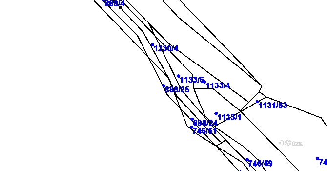 Parcela st. 888/25 v KÚ Košťany, Katastrální mapa