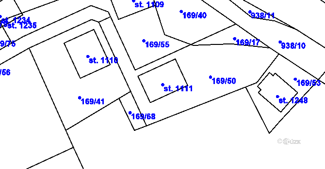 Parcela st. 1111 v KÚ Košťany, Katastrální mapa