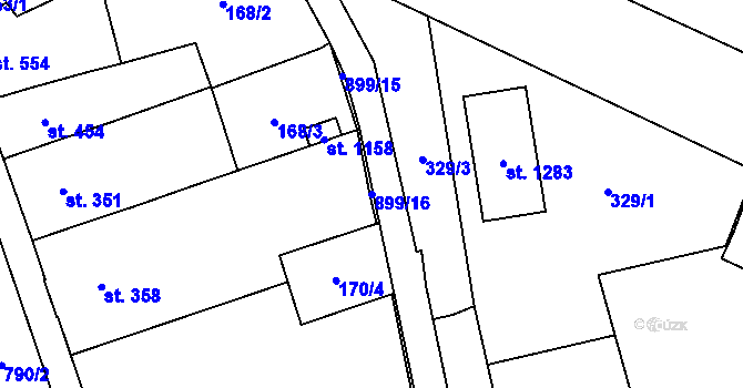 Parcela st. 899/16 v KÚ Košťany, Katastrální mapa