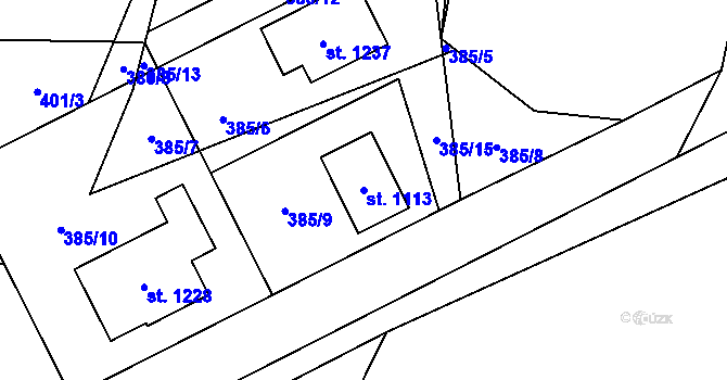 Parcela st. 1113 v KÚ Košťany, Katastrální mapa