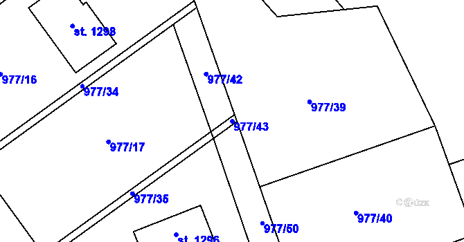 Parcela st. 977/43 v KÚ Košťany, Katastrální mapa