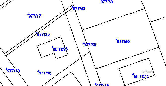 Parcela st. 977/50 v KÚ Košťany, Katastrální mapa