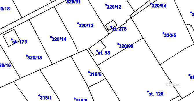 Parcela st. 95 v KÚ Střelná, Katastrální mapa