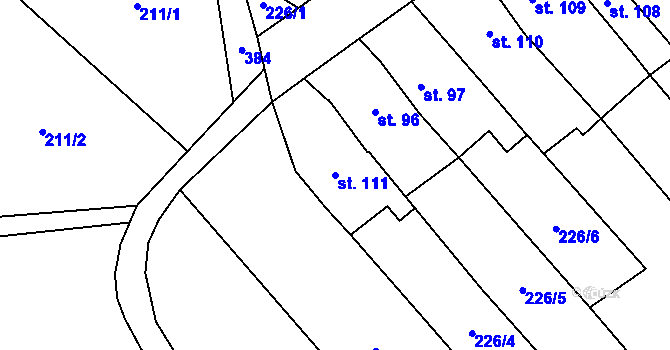 Parcela st. 111 v KÚ Střelná, Katastrální mapa