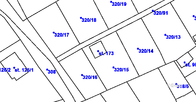 Parcela st. 173 v KÚ Střelná, Katastrální mapa