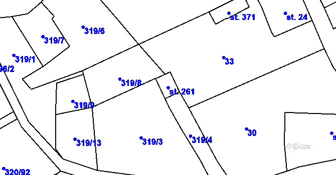 Parcela st. 261 v KÚ Střelná, Katastrální mapa