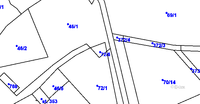 Parcela st. 72/6 v KÚ Střelná, Katastrální mapa