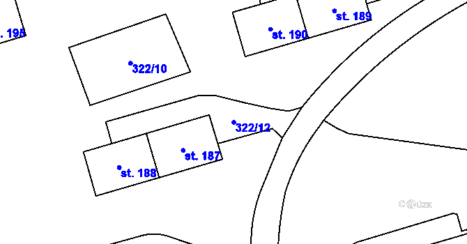 Parcela st. 322/12 v KÚ Střelná, Katastrální mapa