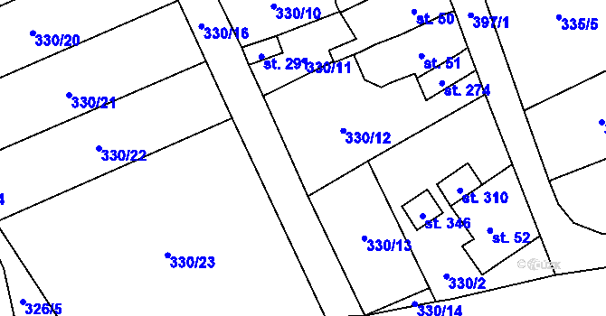 Parcela st. 330/18 v KÚ Střelná, Katastrální mapa