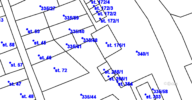 Parcela st. 335/43 v KÚ Střelná, Katastrální mapa