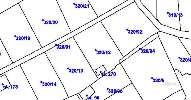 Parcela st. 320/12 v KÚ Střelná, Katastrální mapa