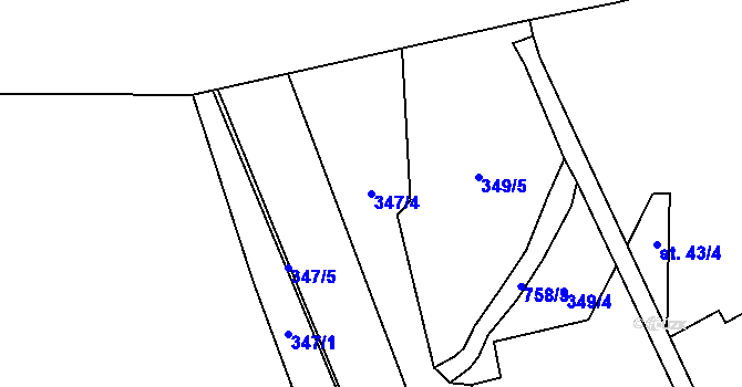 Parcela st. 347/4 v KÚ Střelná, Katastrální mapa