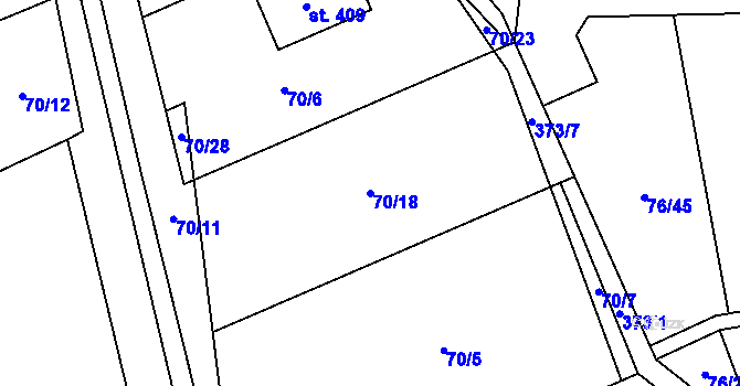 Parcela st. 70/18 v KÚ Střelná, Katastrální mapa