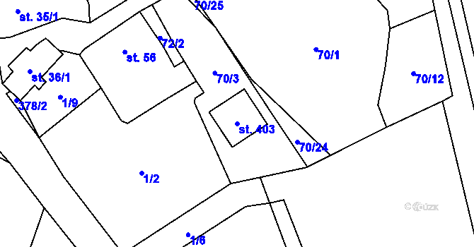 Parcela st. 403 v KÚ Střelná, Katastrální mapa