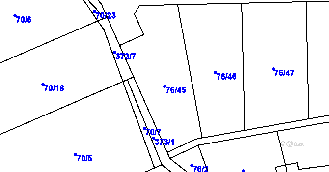 Parcela st. 76/45 v KÚ Střelná, Katastrální mapa