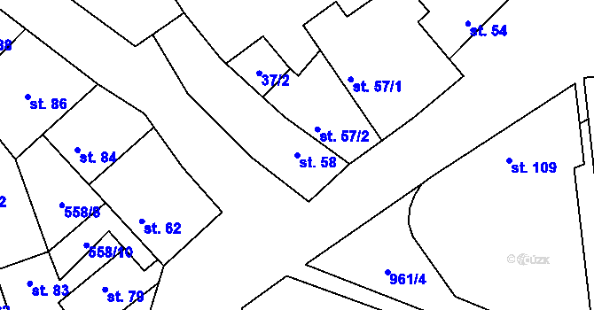 Parcela st. 58 v KÚ Koštice, Katastrální mapa
