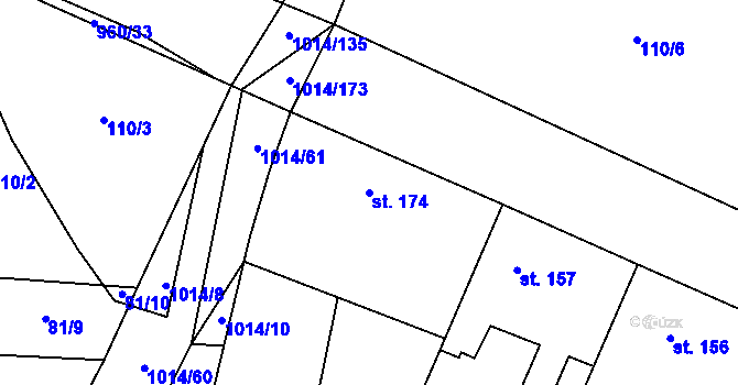 Parcela st. 174 v KÚ Koštice, Katastrální mapa