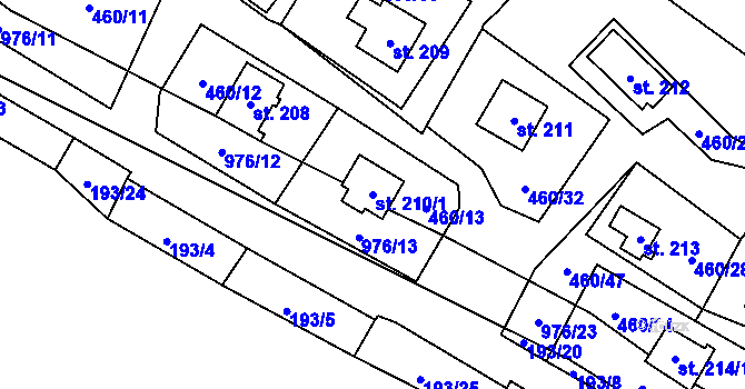 Parcela st. 210/1 v KÚ Koštice, Katastrální mapa