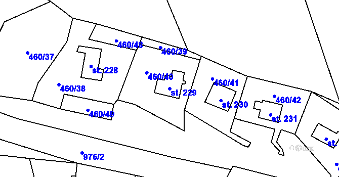 Parcela st. 229 v KÚ Koštice, Katastrální mapa