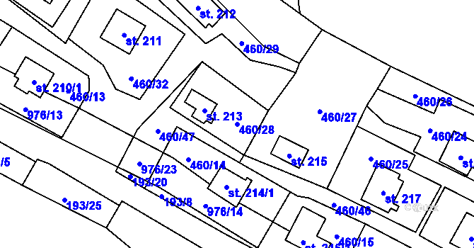 Parcela st. 460/28 v KÚ Koštice, Katastrální mapa