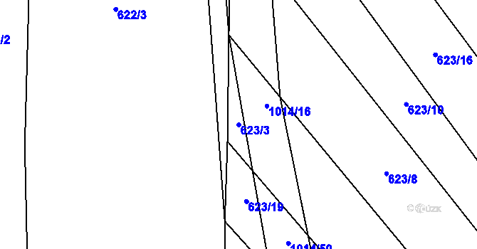 Parcela st. 623/3 v KÚ Koštice, Katastrální mapa