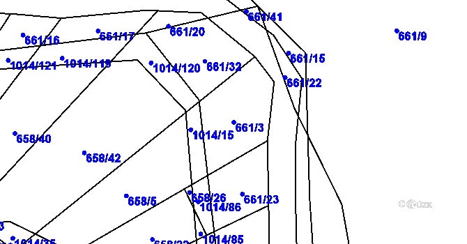 Parcela st. 661/3 v KÚ Koštice, Katastrální mapa