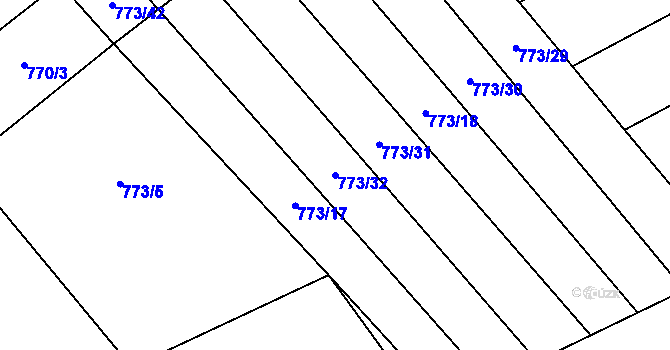 Parcela st. 773/32 v KÚ Koštice, Katastrální mapa