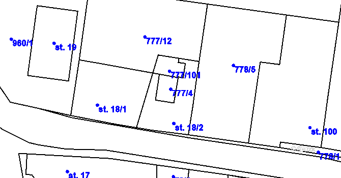 Parcela st. 777/4 v KÚ Koštice, Katastrální mapa