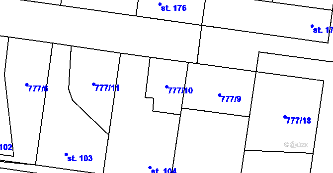 Parcela st. 777/10 v KÚ Koštice, Katastrální mapa