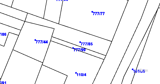 Parcela st. 777/85 v KÚ Koštice, Katastrální mapa