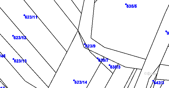 Parcela st. 623/9 v KÚ Koštice, Katastrální mapa