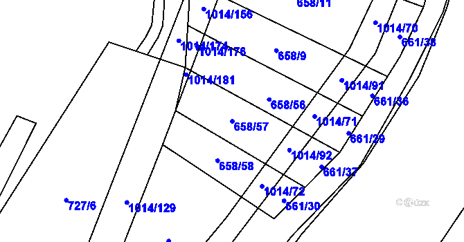 Parcela st. 658/57 v KÚ Koštice, Katastrální mapa