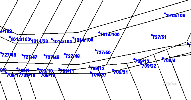 Parcela st. 727/50 v KÚ Koštice, Katastrální mapa