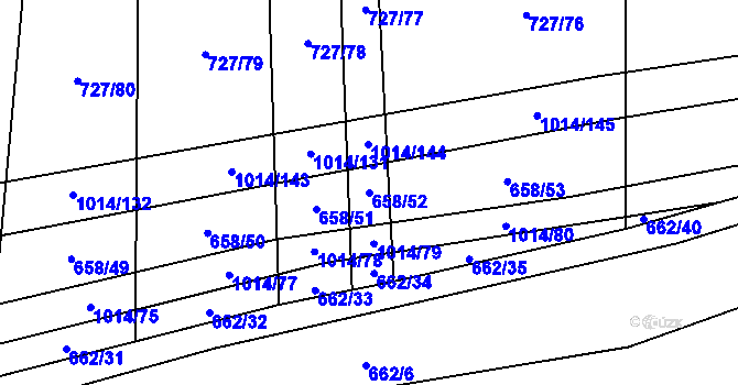 Parcela st. 658/52 v KÚ Koštice, Katastrální mapa